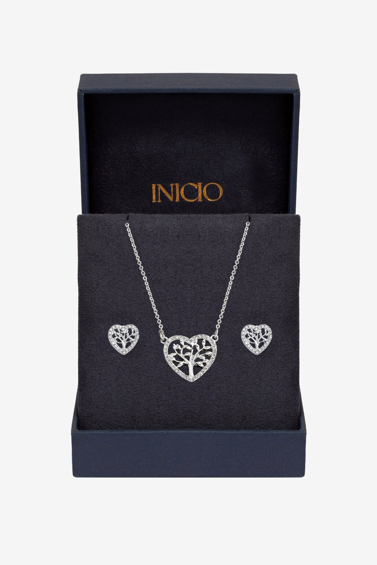 Inicio Silver Plated and Crystal Tree of Love Set -  Gift Boxed