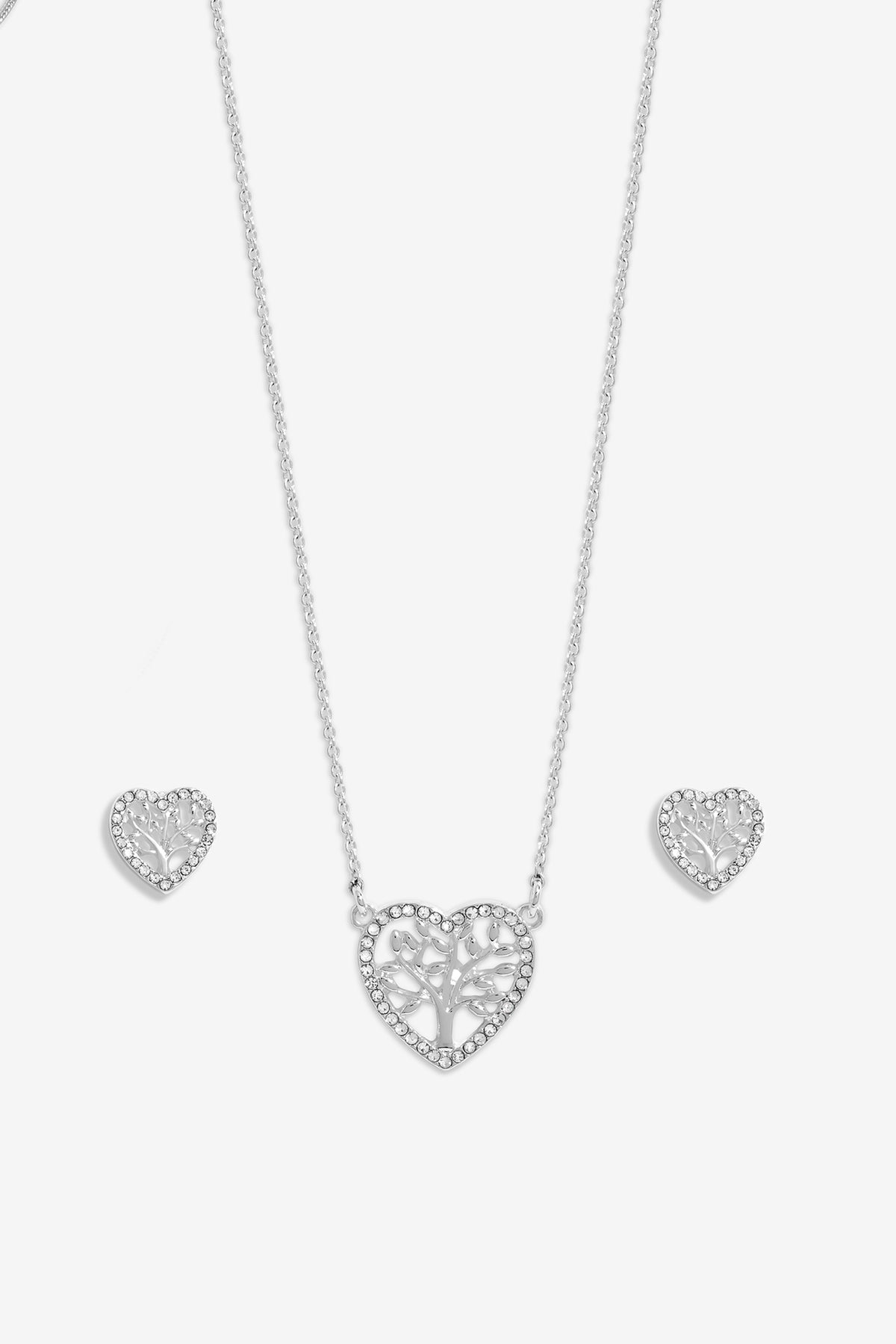 Inicio Silver Plated and Crystal Tree of Love Set -  Gift Boxed
