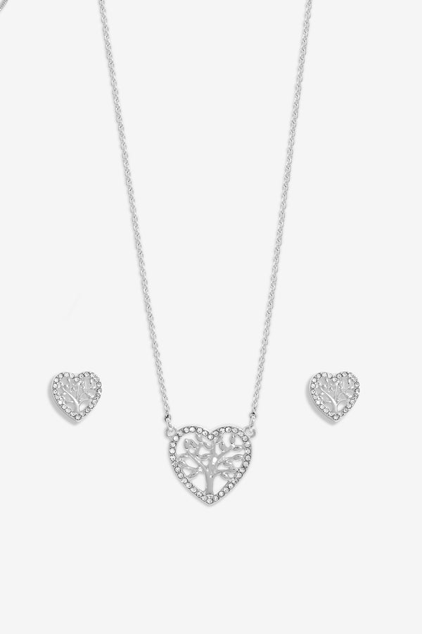 Inicio Silver Plated and Crystal Tree of Love Set -  Gift Boxed