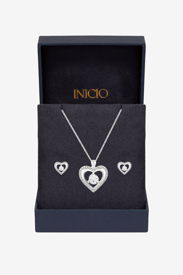 Inicio Gold plated Crystal Heart Set - Gift Boxed