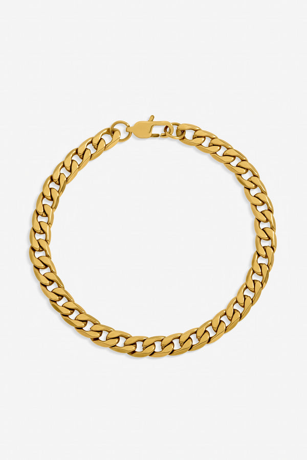 Inicio Men's Waterproof Gold Plated Curb Chain Bracelet - Gift Pouch
