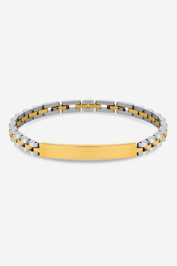 Inicio Men's Waterproof Two Tone Linked Bracelet - Gift Pouch