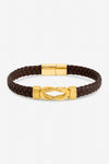 Inicio Men's Brown Plaited Bracelet - Gift Pouch