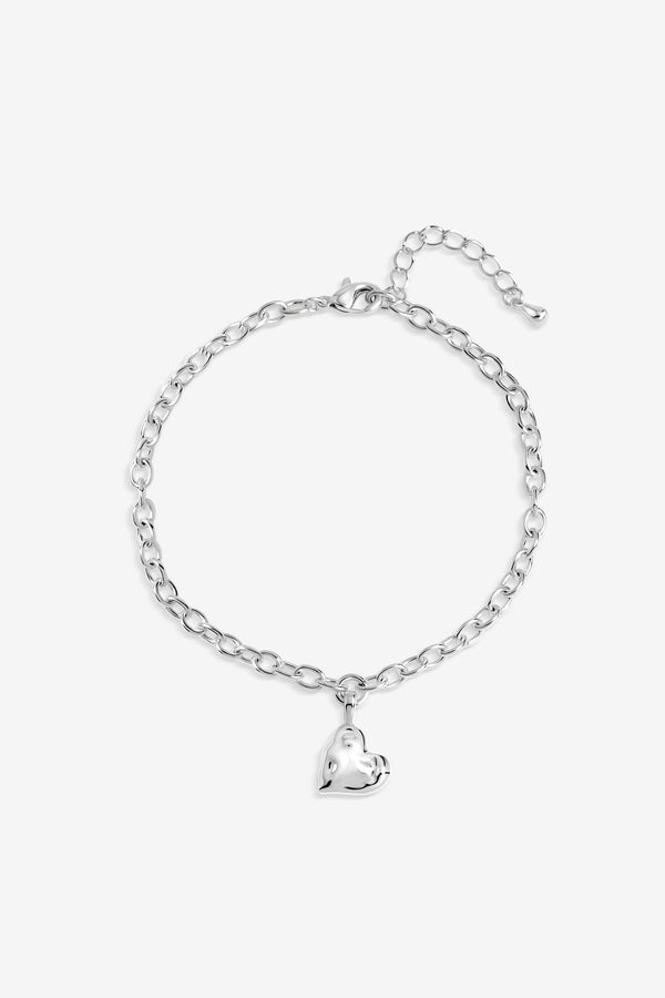 SILVER MOLTEN HEART BRACELET