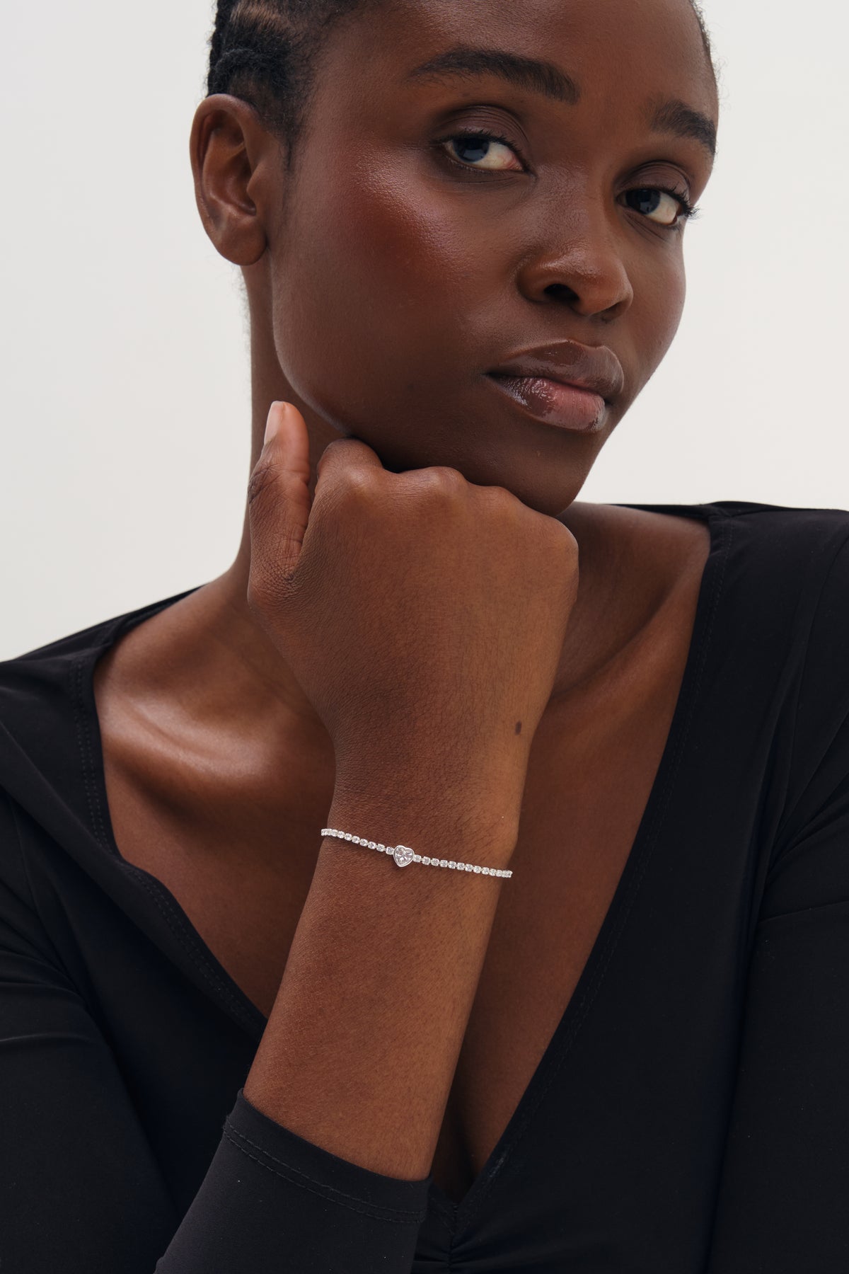 Inicio Silver Heart Bezel Tennis Bracelet