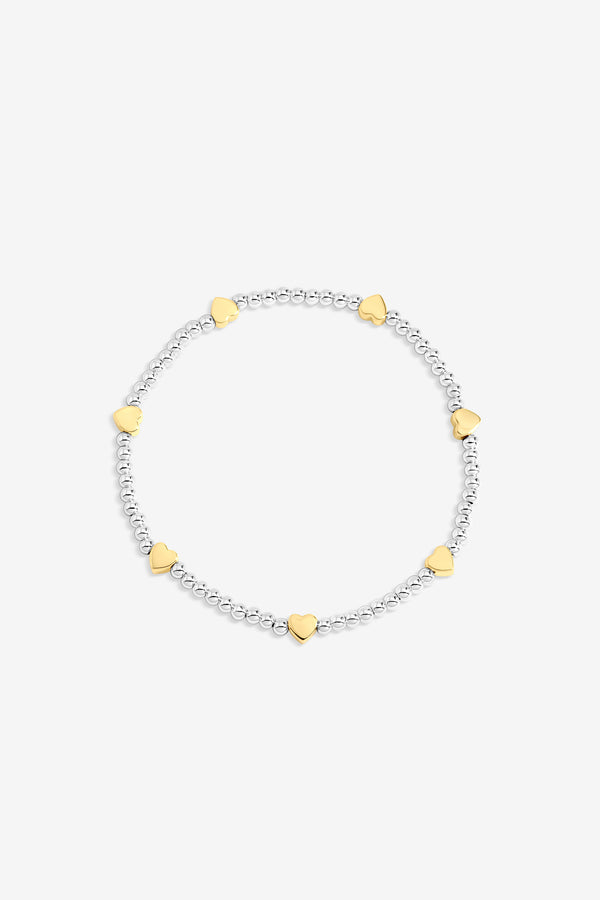 TWO TONE HEART STRETCH BRACELET
