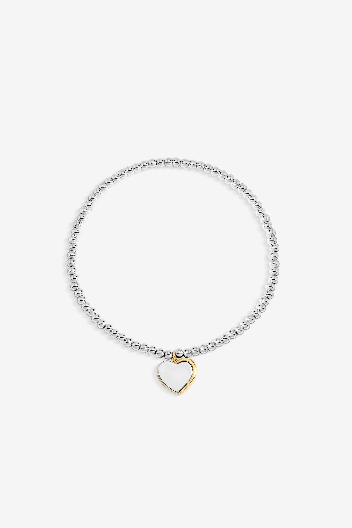TWO TONE HEART CHARM STRETCH BRACELET