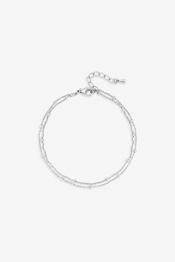 Inicio Silver Double Row Station Bracelet