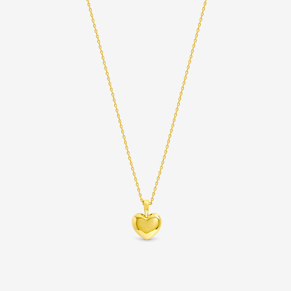 Inicio Gold Polished Puff Heart Pendant