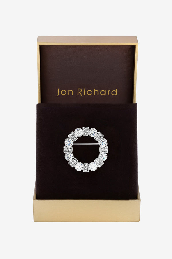 Jon Richard Rhodium and Crystal Wreath Brooch
