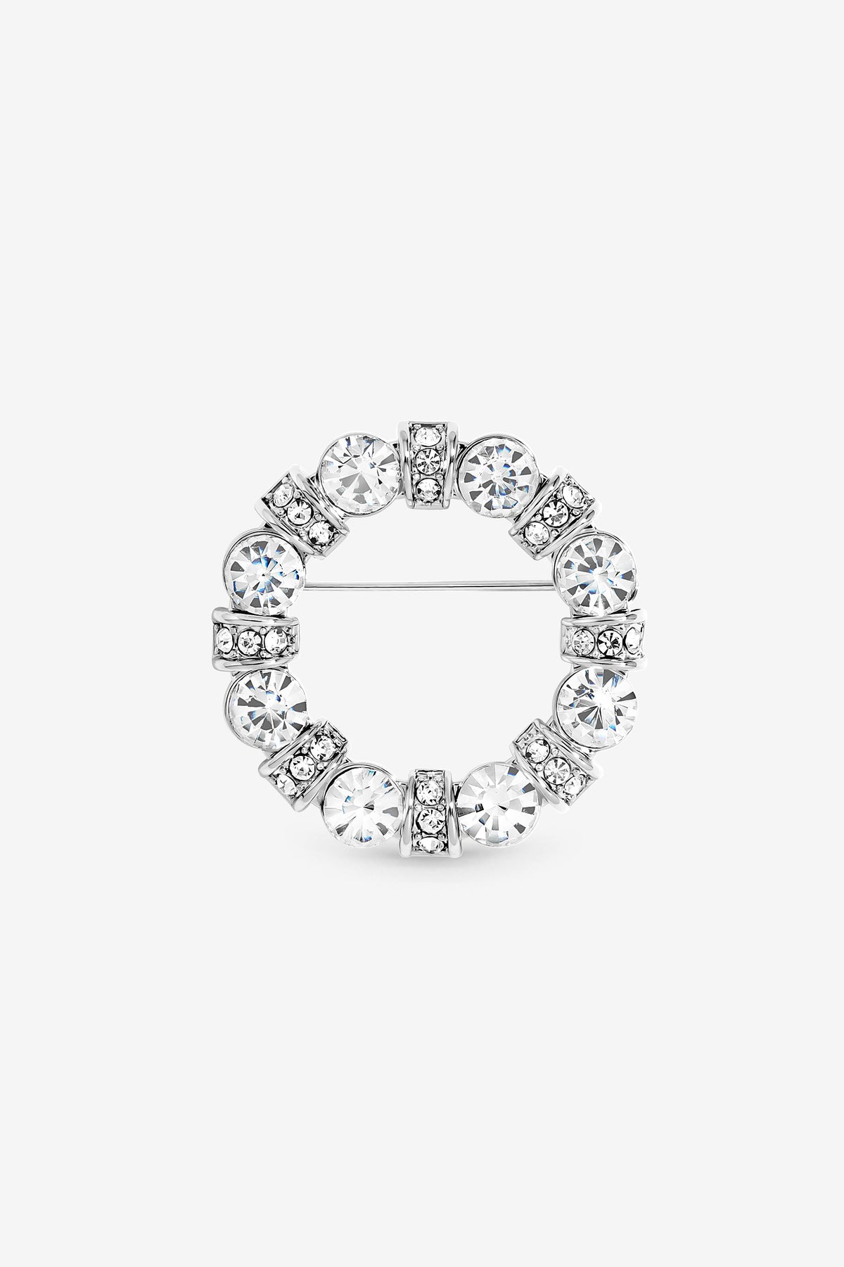 Jon Richard Rhodium and Crystal Wreath Brooch