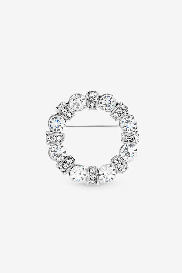 Jon Richard Rhodium and Crystal Wreath Brooch