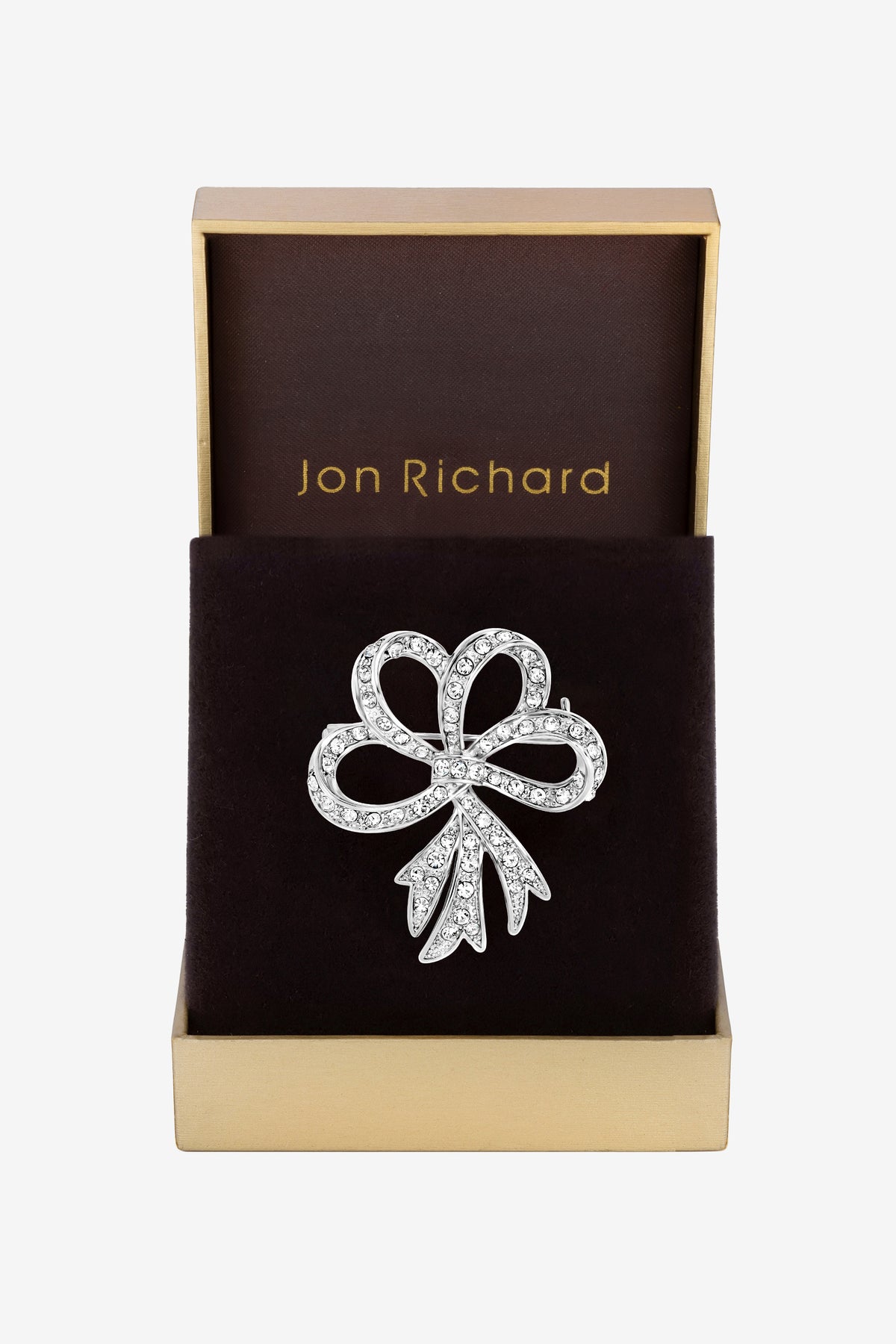 Jon Richard Rhodium Plated Crystal Ribbon Brooch