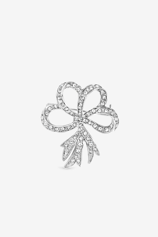 Jon Richard Rhodium Plated Crystal Ribbon Brooch