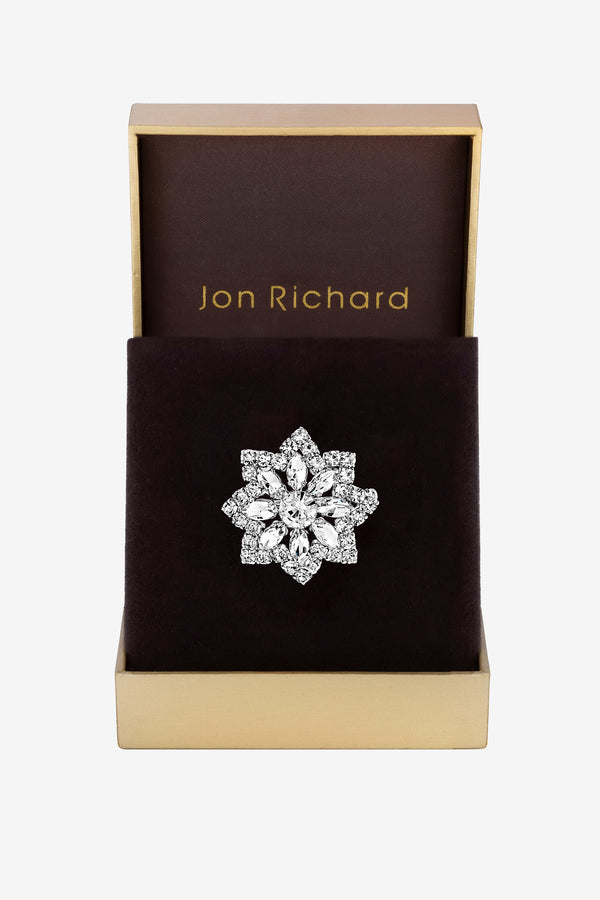 Jon Richard Rhodium Plated Crystal Snowflake Brooch