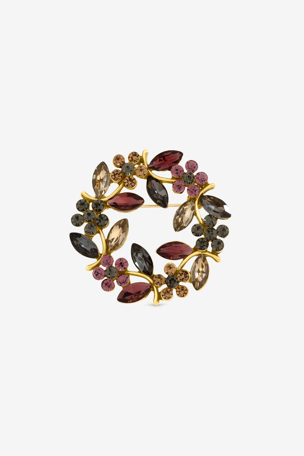 Jon Richard Multicolour Crystal Wreath Brooch