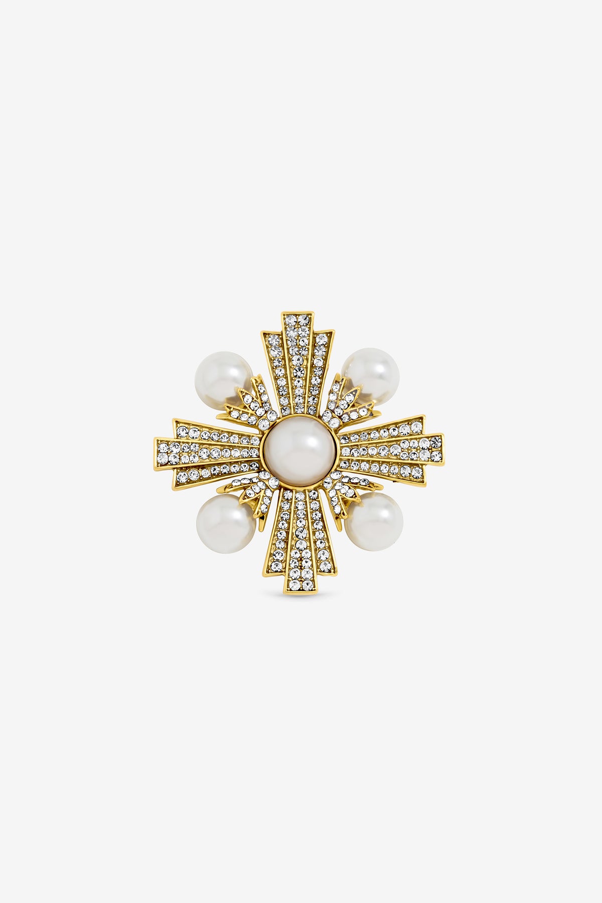 Jon Richard Gold Pearl Crystal Flower Brooch