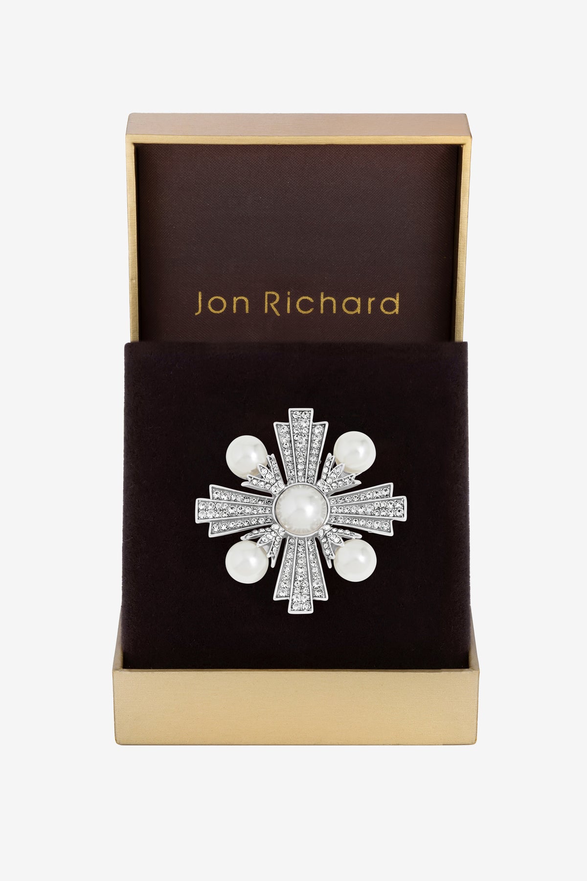 Jon Richard Silver Pearl Crystal Flower Brooch
