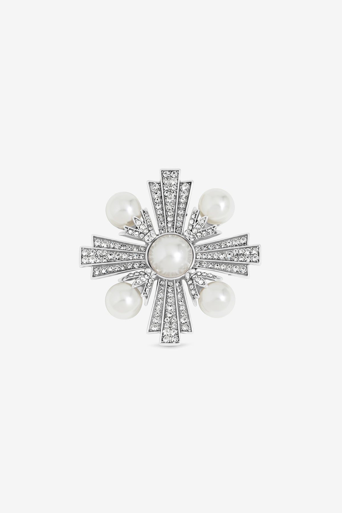 Jon Richard Silver Pearl Crystal Flower Brooch