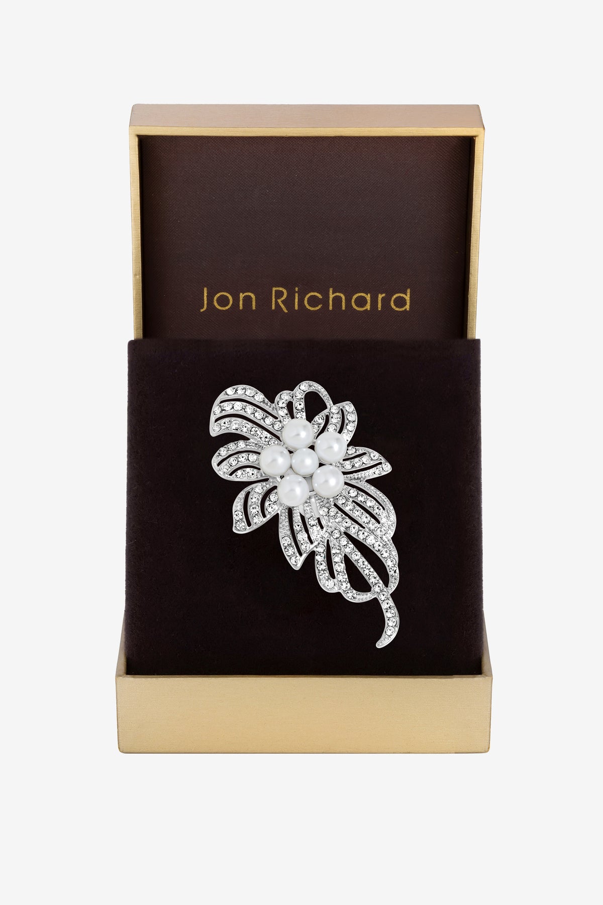 Jon Richard Silver Pearl Crystal Statement Flower Brooch