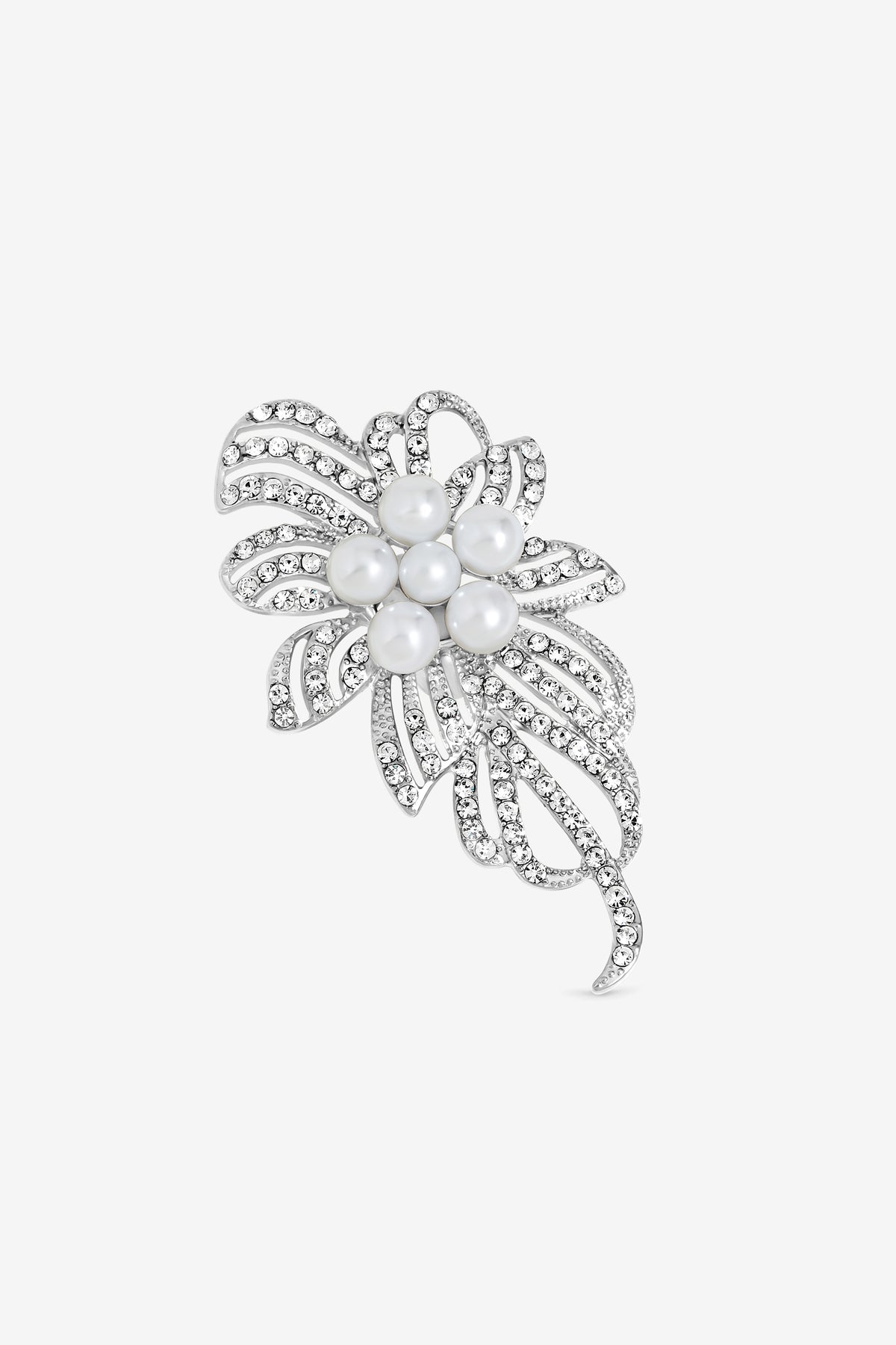 Jon Richard Silver Pearl Crystal Statement Flower Brooch