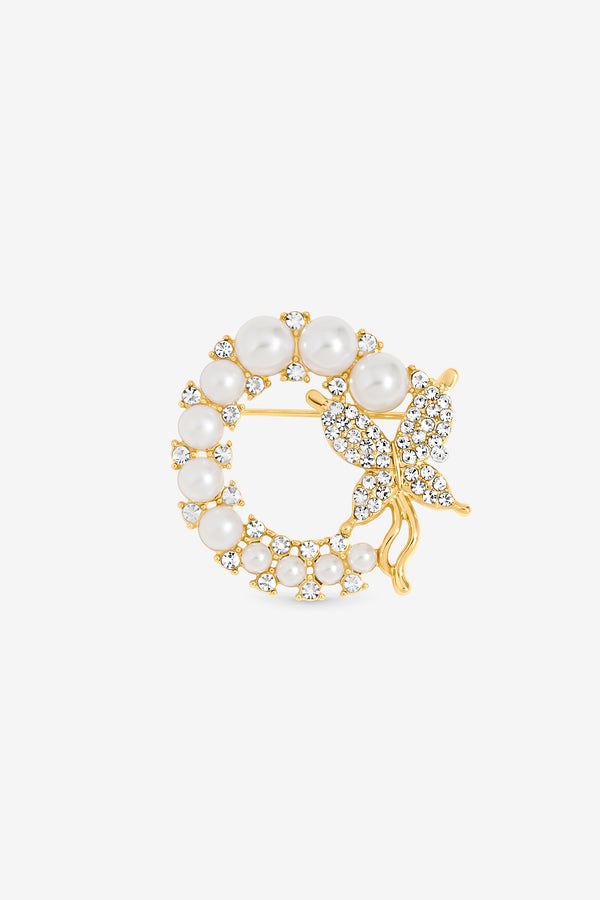 Jon Richard Gold Pearl Wreath Brooch
