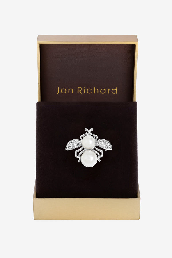 Jon Richard Pearl Crystal Bee Brooch