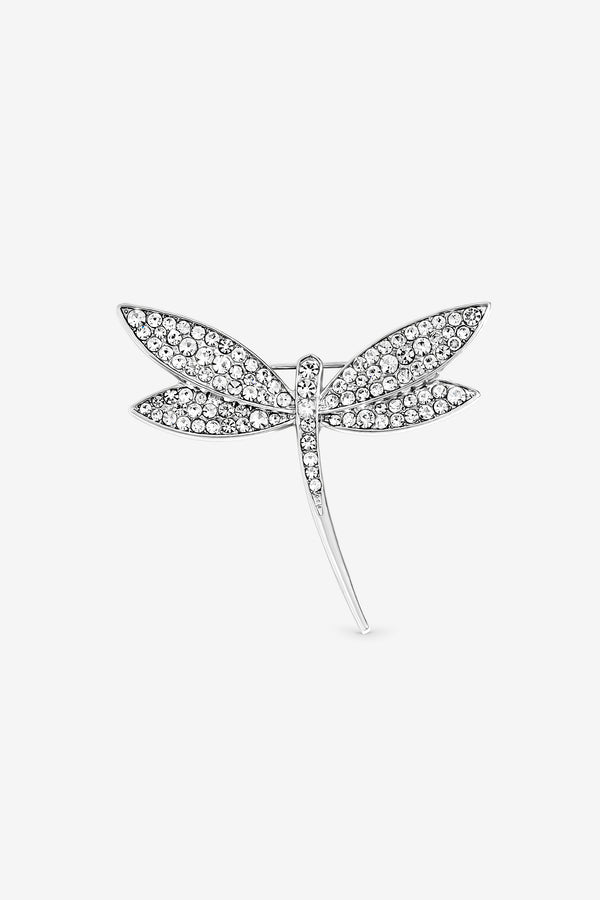 Jon Richard Silver Crystal Dragonfly Brooch