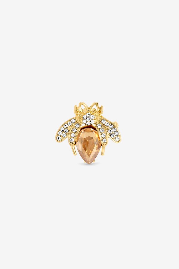 Jon Richard Champagne Crystal Bee Brooch