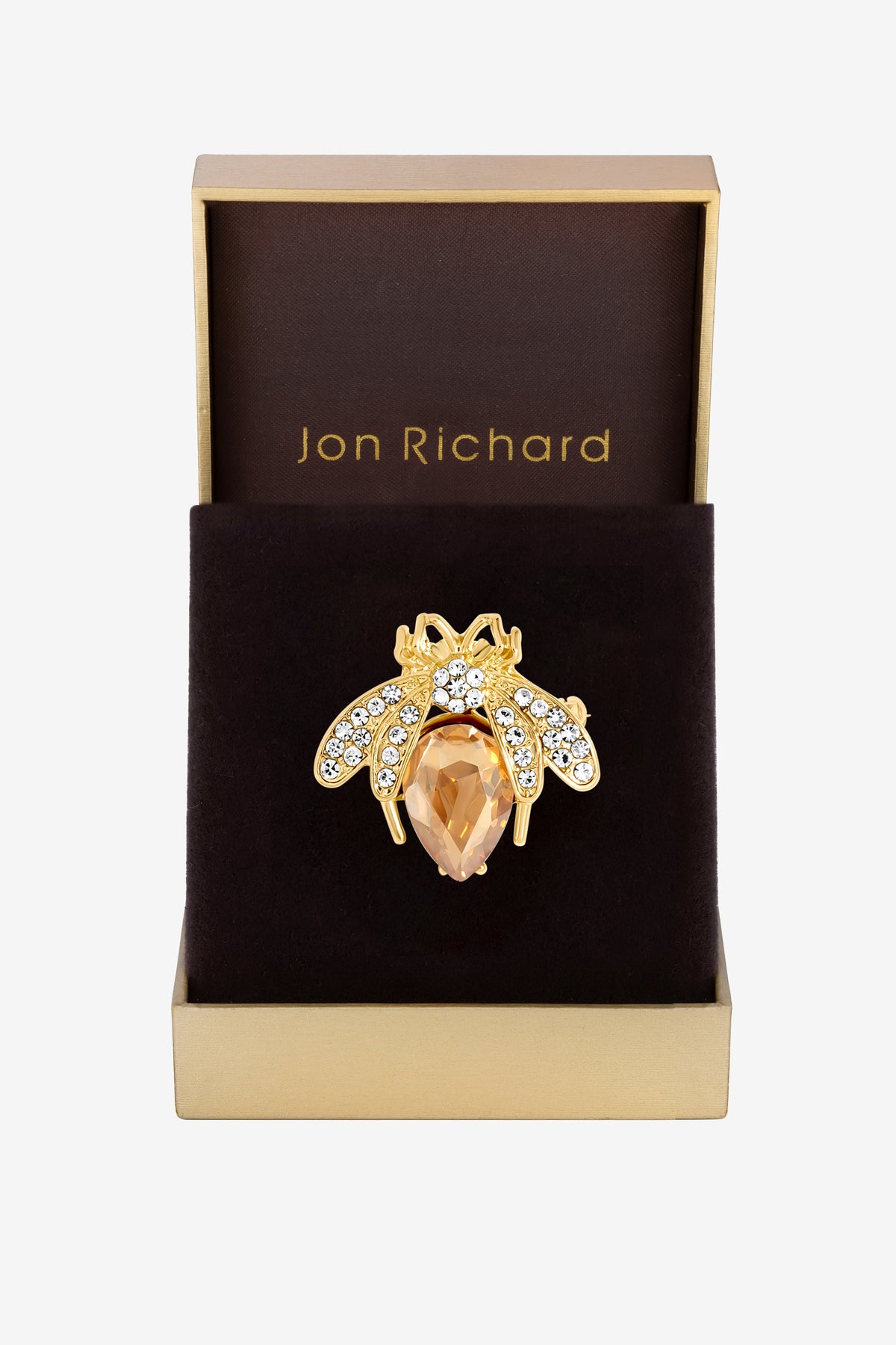 Jon Richard Champagne Crystal Bee Brooch