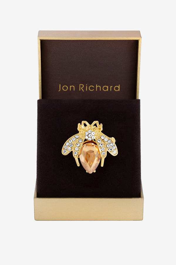 Jon Richard Champagne Crystal Bee Brooch