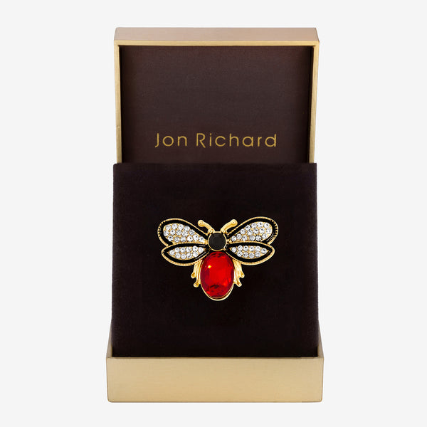 Jon Richard Red Crystal Bee Brooch