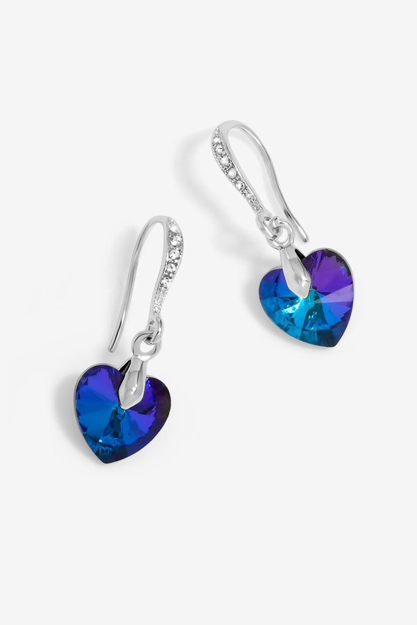 Jon Richard Radiance Collection Silver Plated Blue Bermuda Heart Drop Earrings
