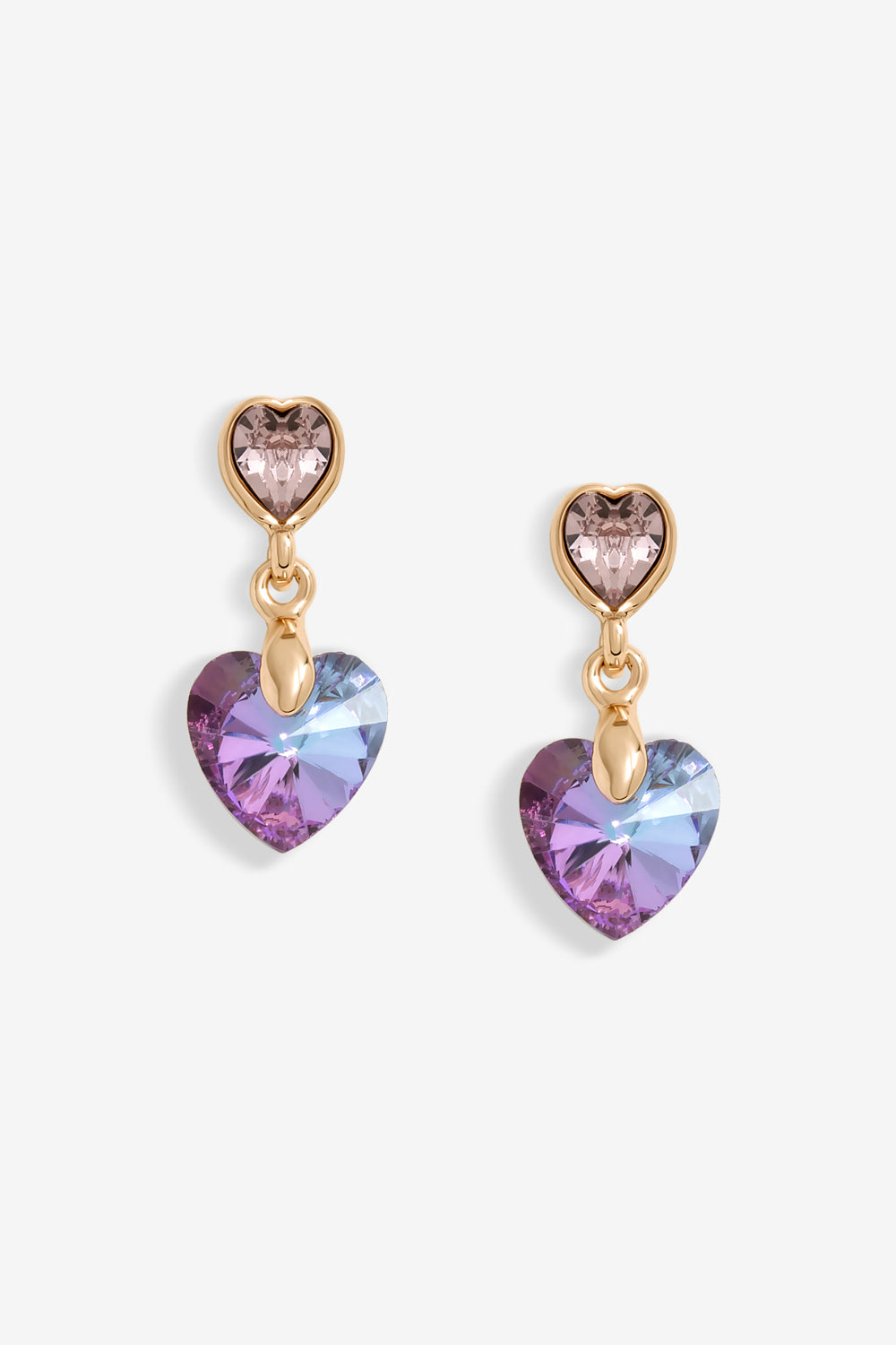 Jon Richard Radiance Collection Rose Gold Plated Pink Heart Drop Earrings