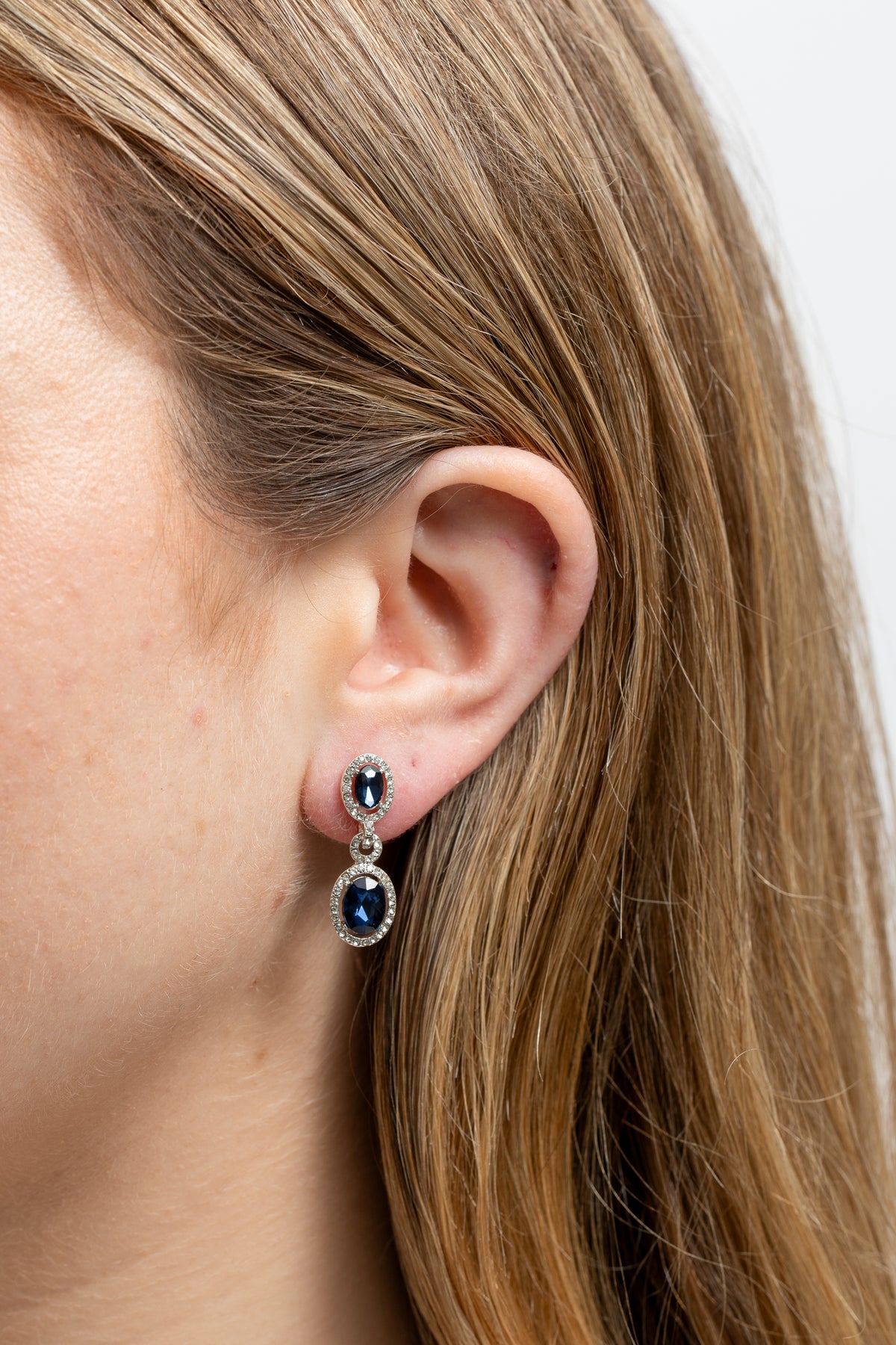 JON RICHARD SILVER PLATE BLUE HALO EARRING