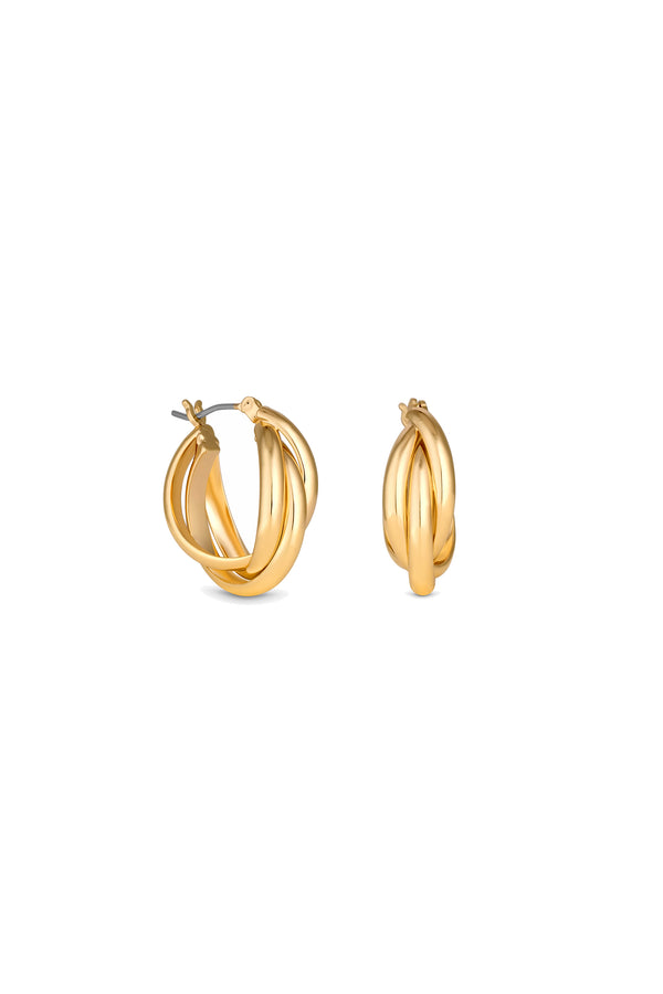 Jon Richard Gold Polished Interlocking Hoop Earrings
