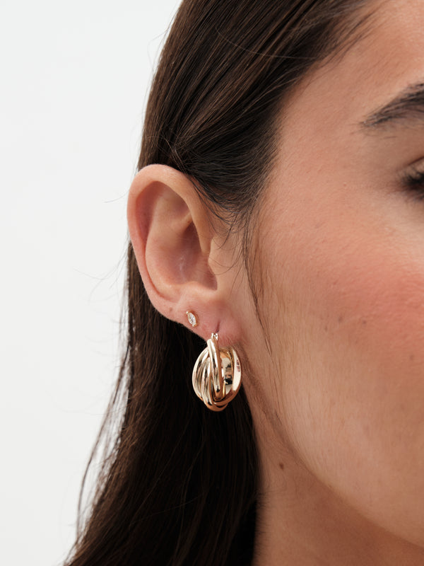 Jon Richard Gold Polished Interlocking Hoop Earrings