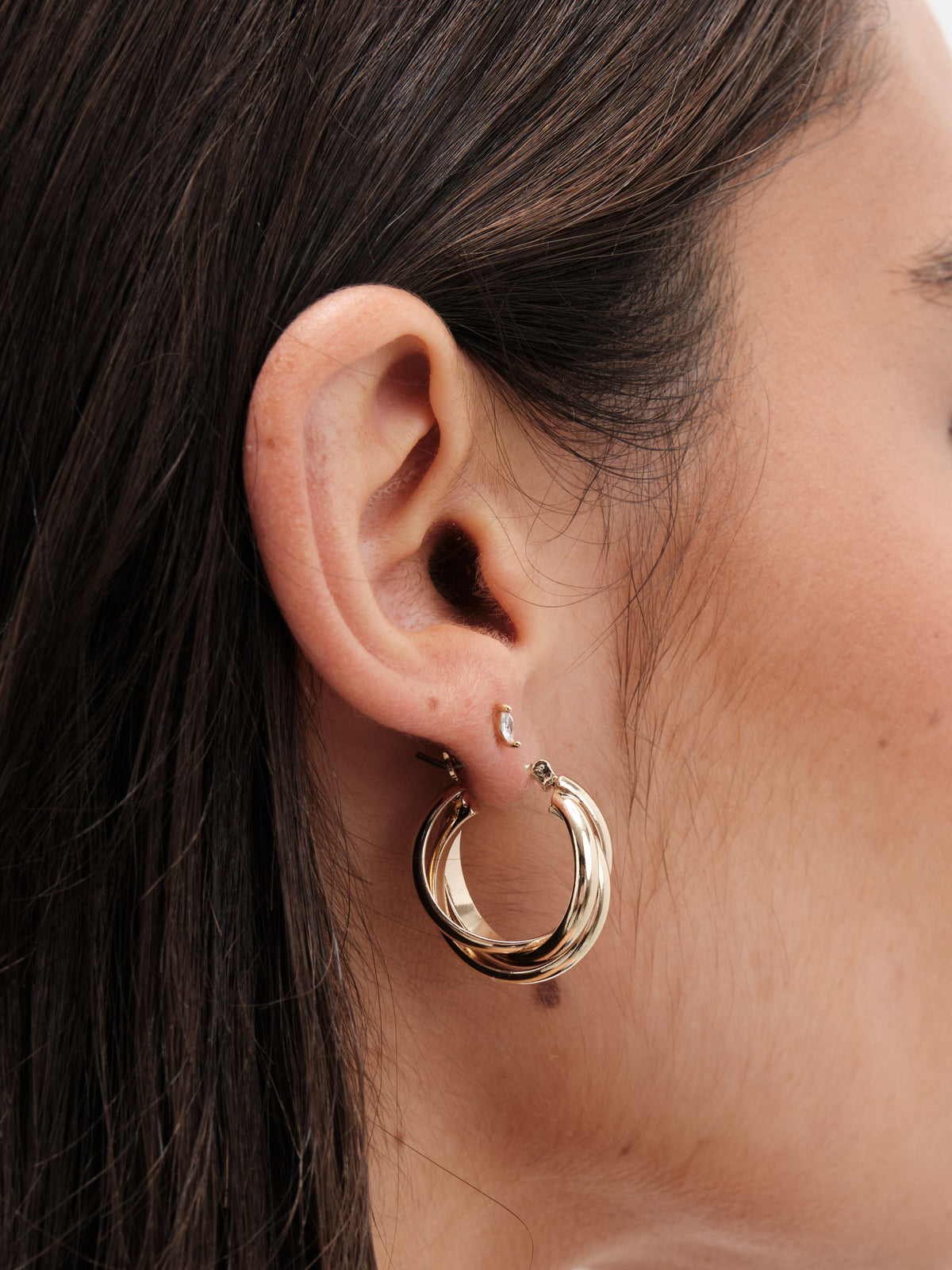 Jon Richard Gold Polished Interlocking Hoop Earrings