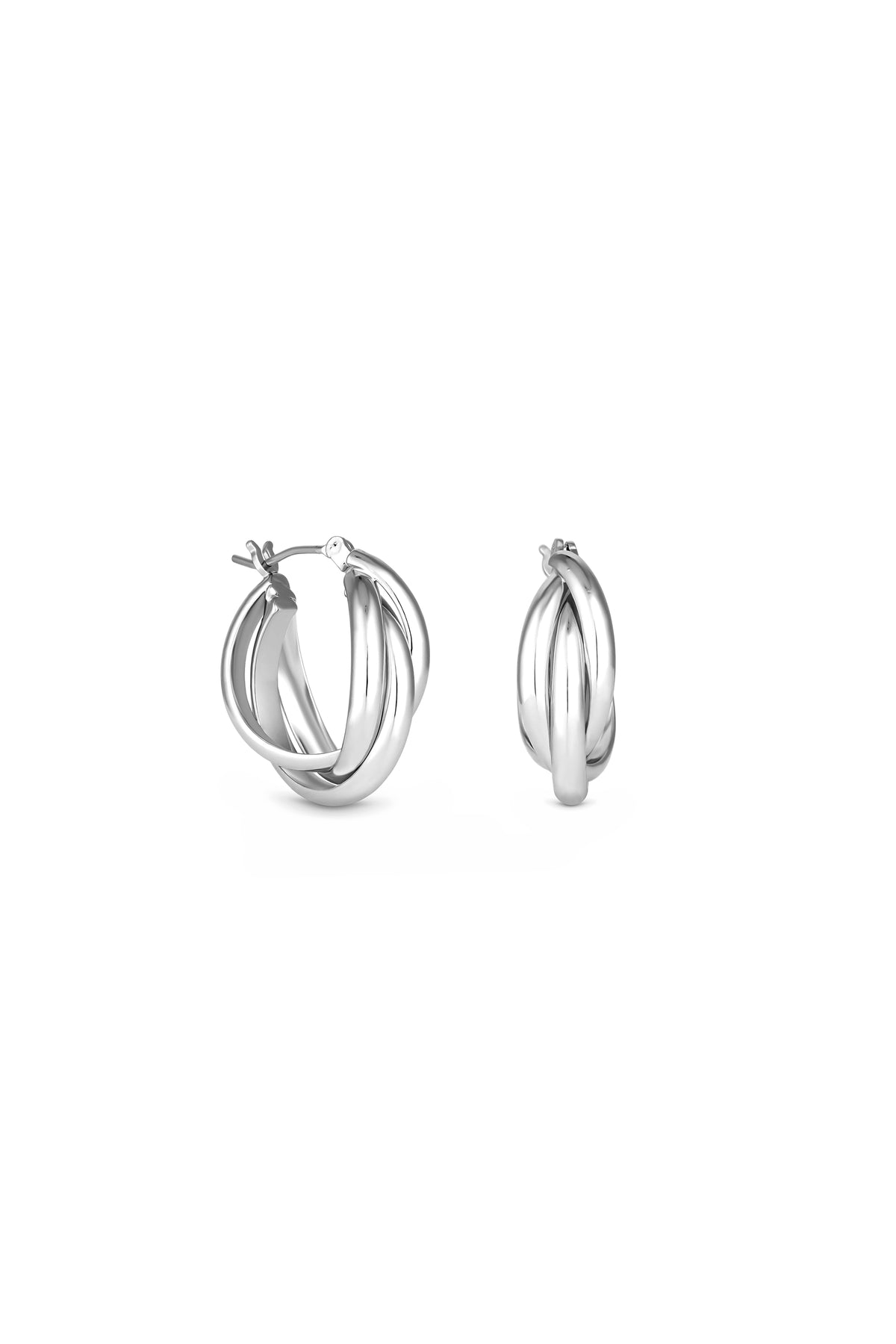 Jon Richard Silver Polished Interlocking Hoop Earrings