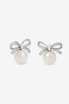 Jon Richard Rhodium Plated Crystal Bow and Pearl Earrings