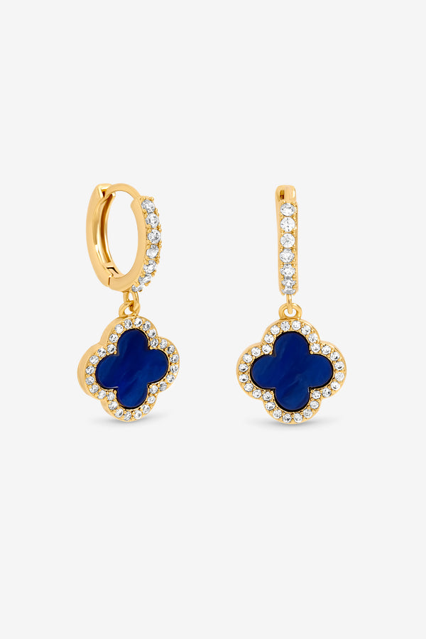 Jon Richard Gold Plated and Lapis Clover Huggie Earrings