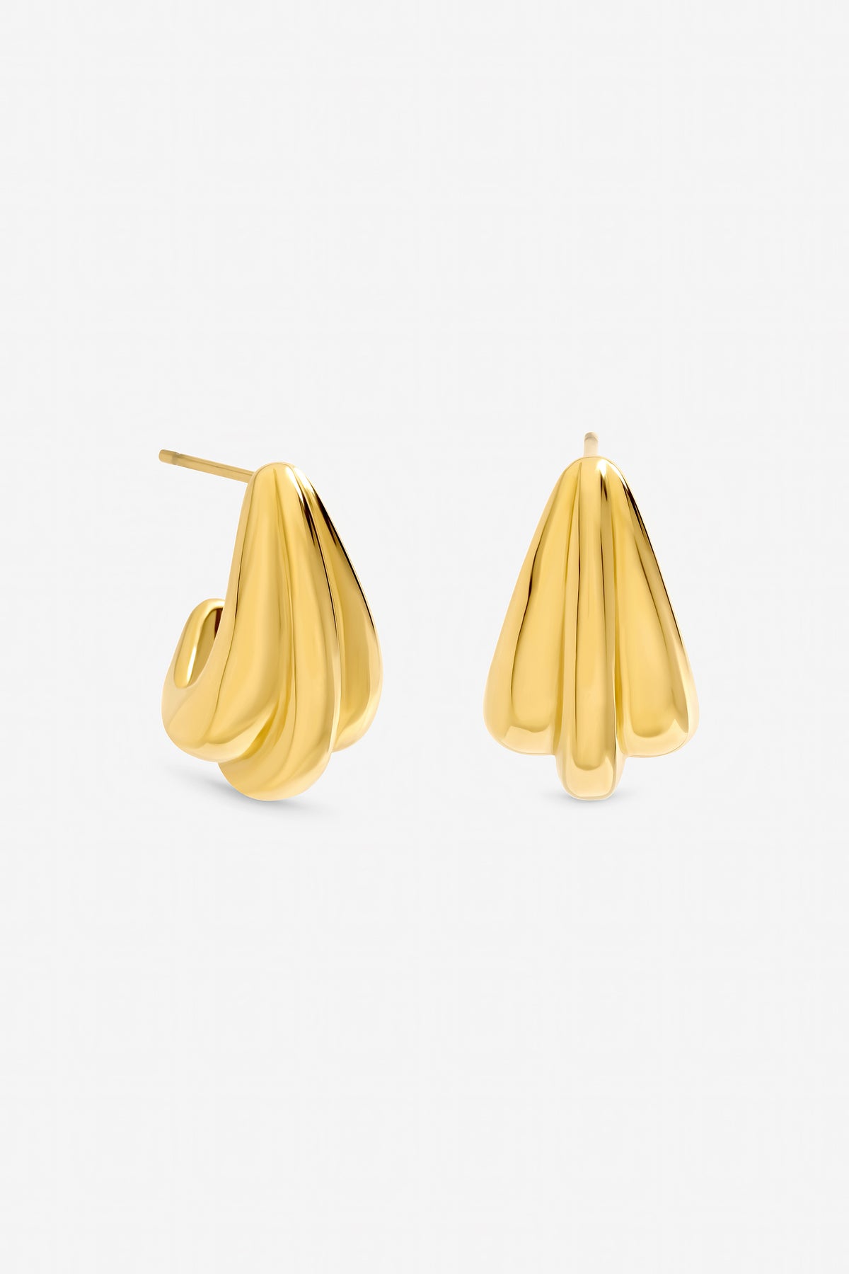 Jon Richard Gold Plated Waterproof Multirow Dome Hoop Earrings