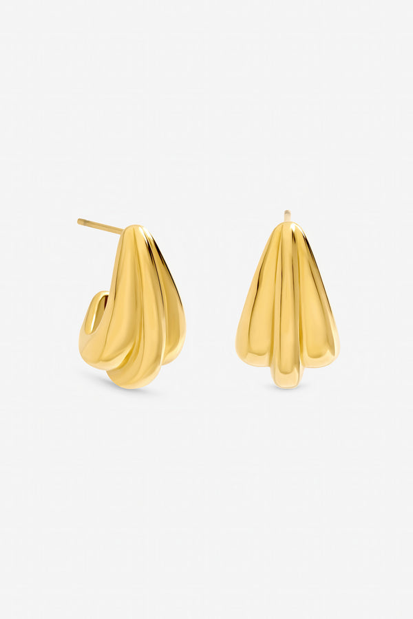 Jon Richard Gold Plated Waterproof Multirow Dome Hoop Earrings
