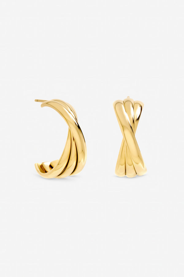 Jon Richard Gold Plated Waterproof Interlock Hoop Earrings