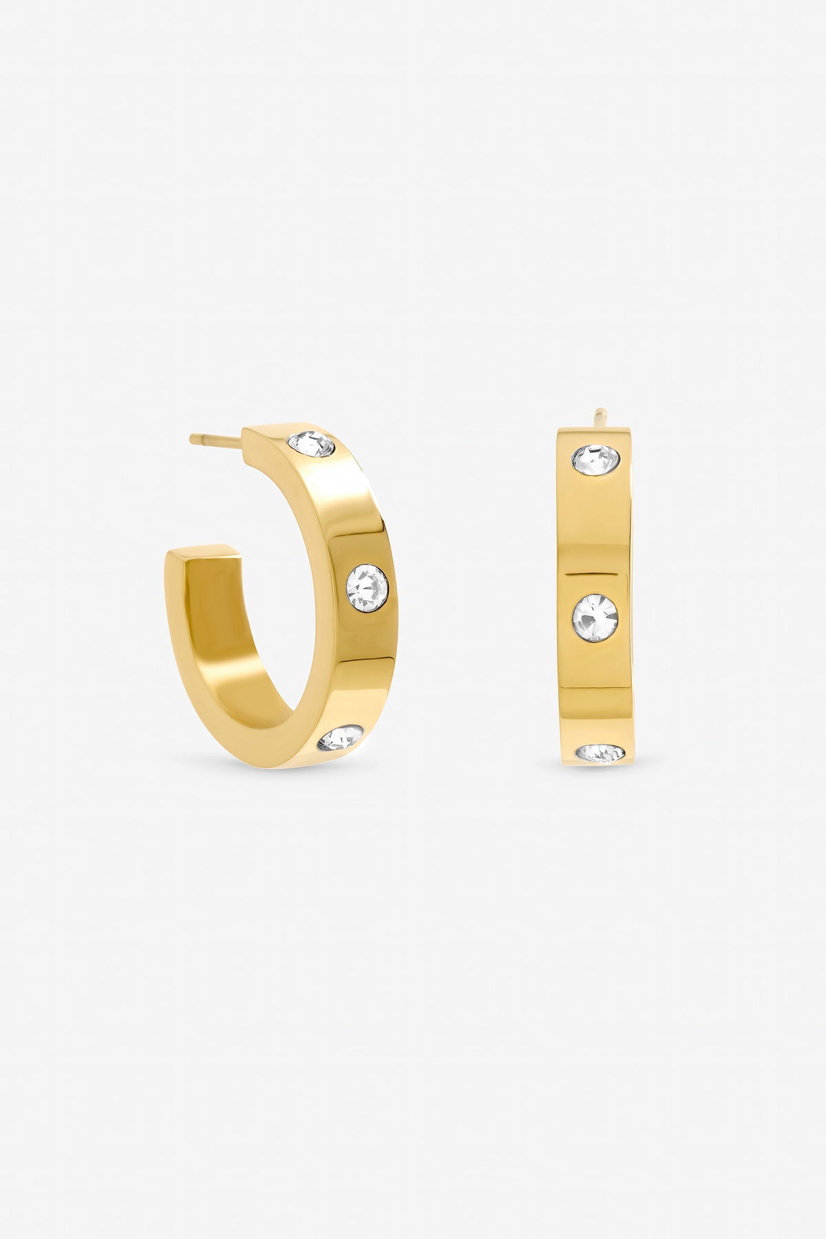 Jon Richard Gold Plated Waterproof  and Crystal Hoop Earrings