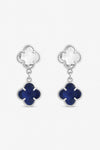 Jon Richard Silver Plated Sapphire and Crystal Clover Drop Earrings