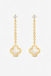 Jon Richard Gold Plated and Mother of Pearl Clover Chain Drop Earrings