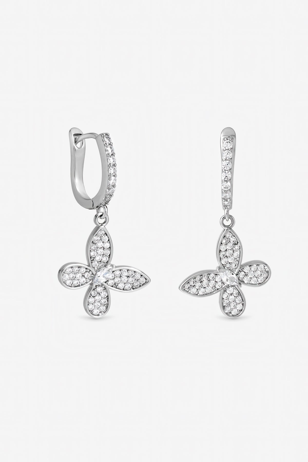 Jon Richard Rhodium Plated and Pave Butterfly Huggie Earrings