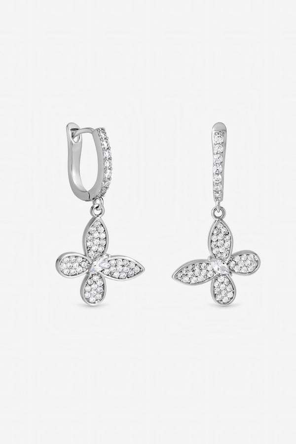 Jon Richard Rhodium Plated and Pave Butterfly Huggie Earrings