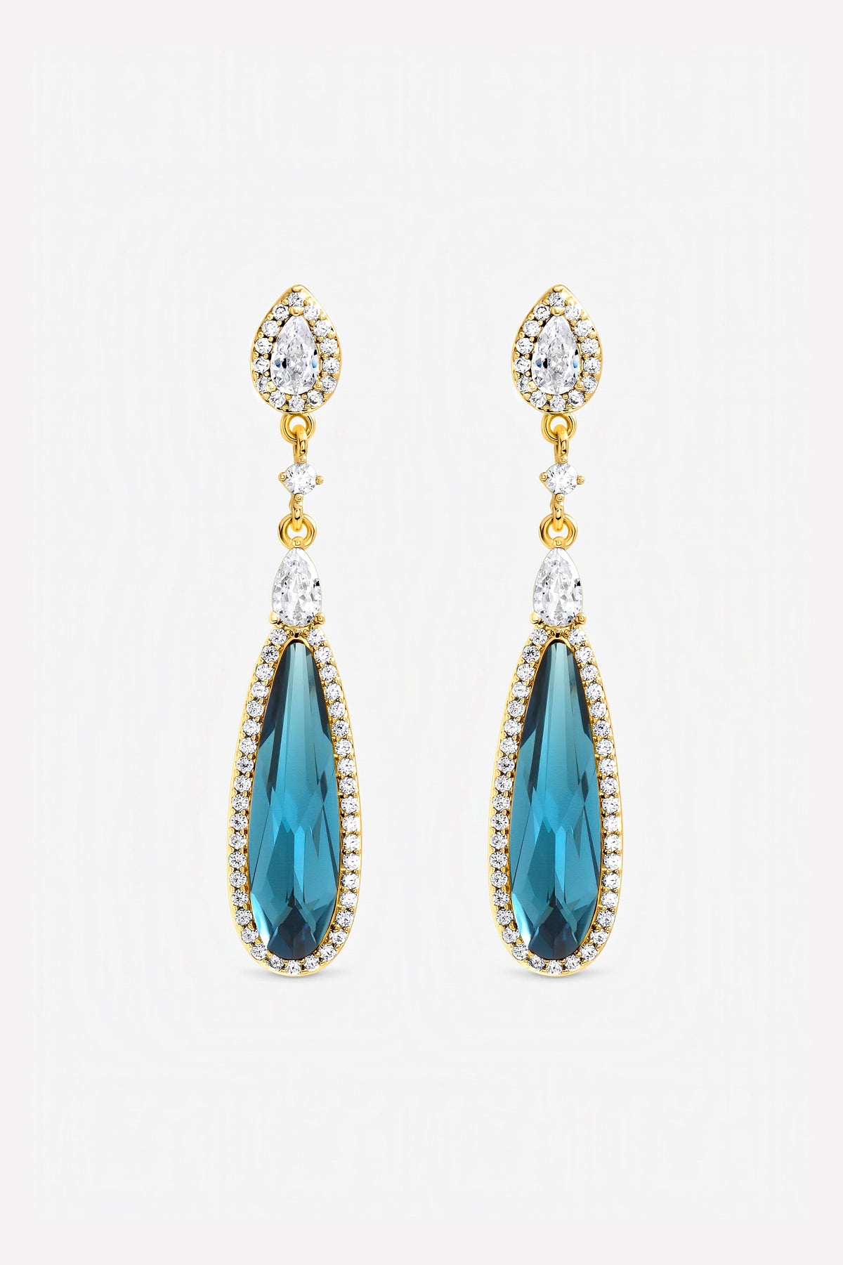 Jon Richard Gold Plated and Tanzanite Pear Drop Earrings